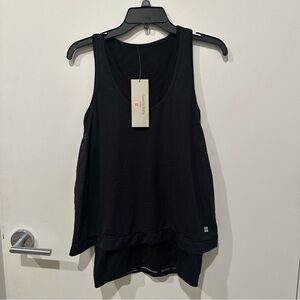 NWT Sweaty Betty Double Time 2 In 1 Workout Vest Tank Top Black Size L